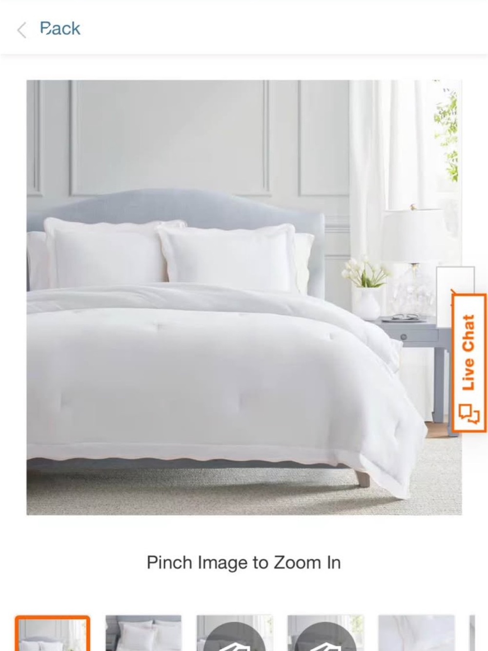 Martha Stewart Simple Scallop 3-Piece White/Soft Pink Cotton Comforter Set